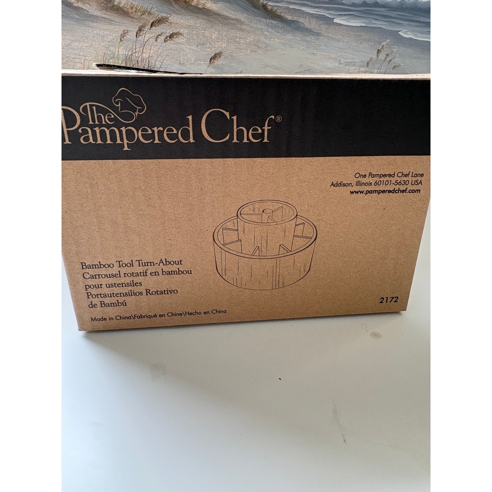 Pampered Chef Bamboo Tool Turn-About Carousel Utensil Holder Caddy #2172 Retired - Picture 6 of 10